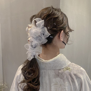 和风和服头饰发饰蝴蝶结丝带汉洋折衷头饰饰品振袖头绳网纱