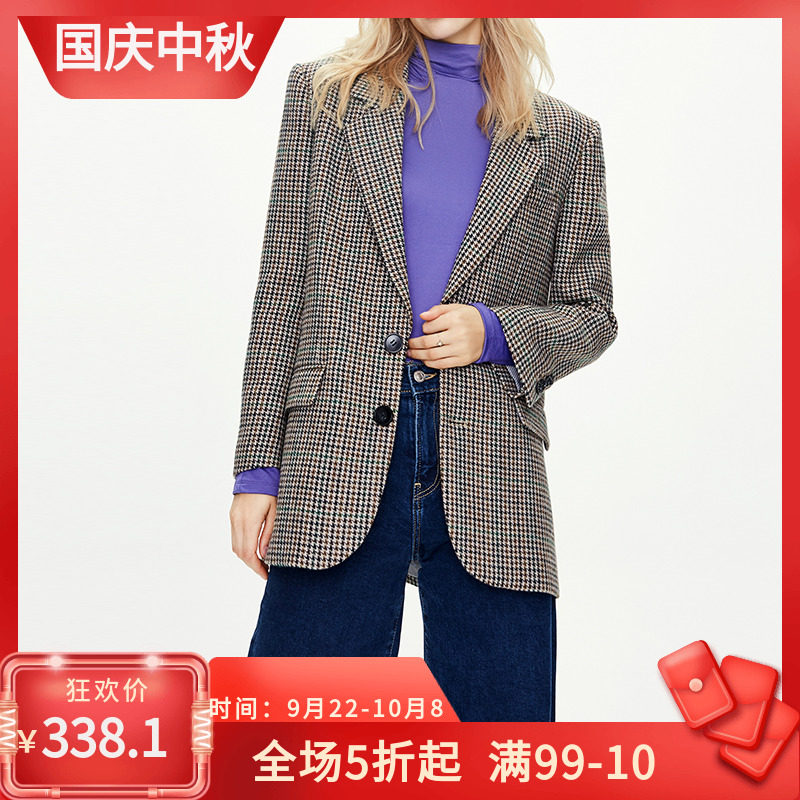 格子小西装外套女英伦复古2020秋冬显瘦单排扣休闲百搭洋气小西服