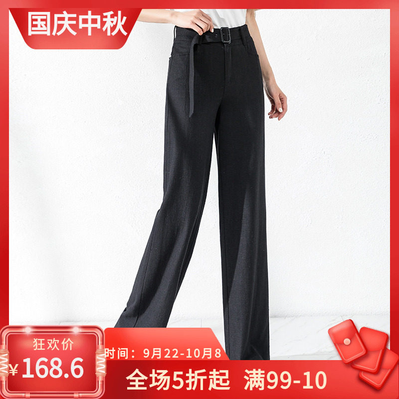 女装2020年新款黑色直筒裤女高腰宽松显瘦亚麻休闲夏季时尚阔腿裤