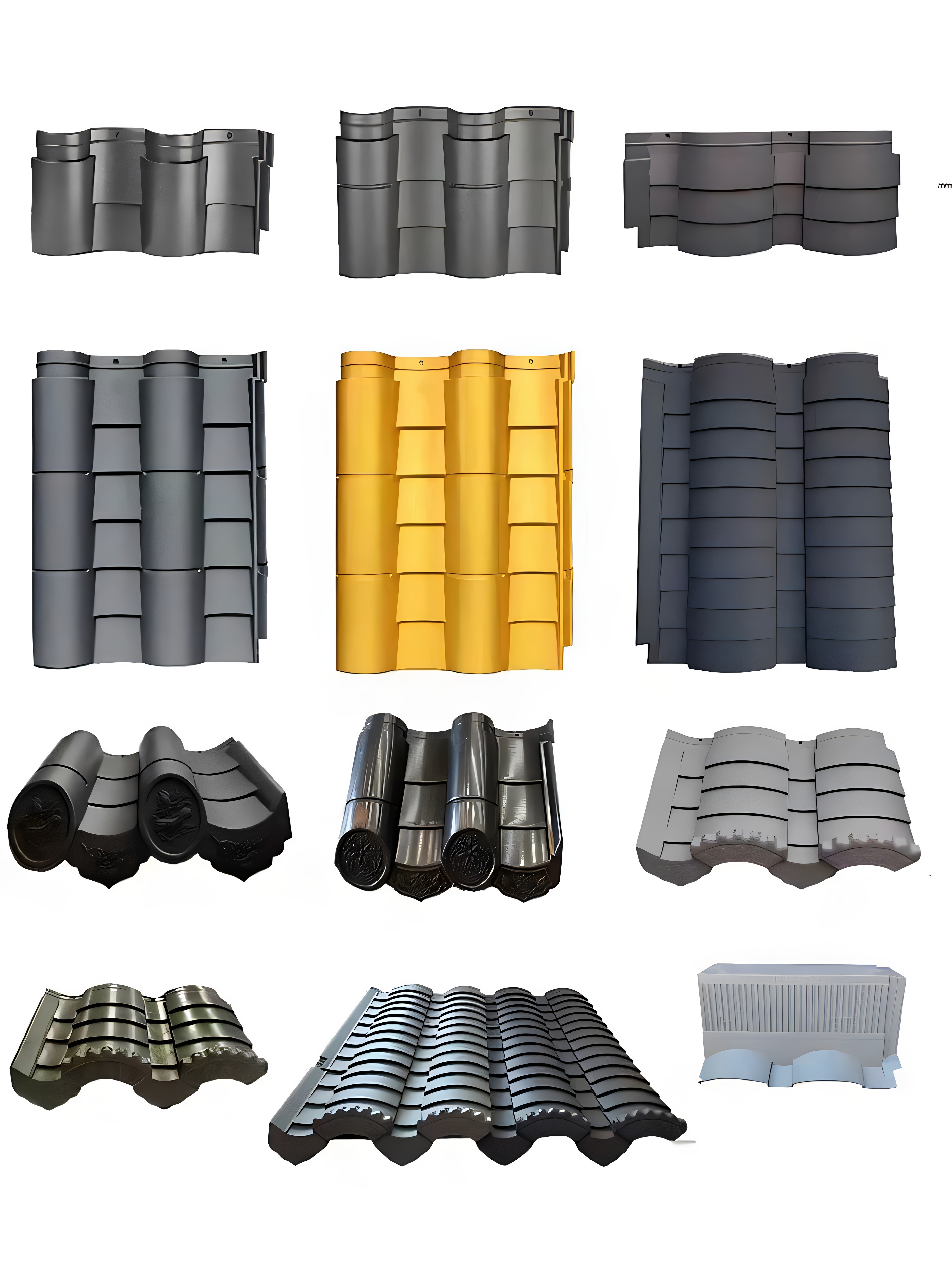 高分子仿古瓦古建瓦连体仿古屋面瓦园林小青瓦别墅建筑高分子筒瓦