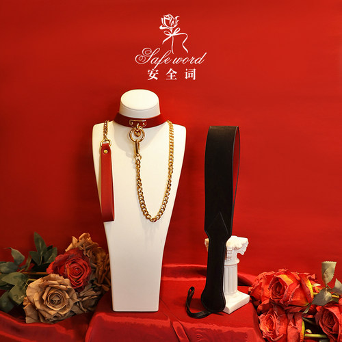 黑红高级项圈女高级choker锁骨项圈狗狗puppy牵引绳黑红神秘套装