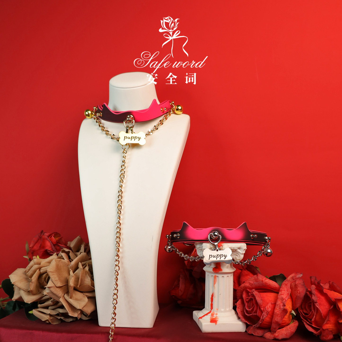 粉色小猫choker温感变色项圈可爱猫耳朵M脖圈可定制刻字