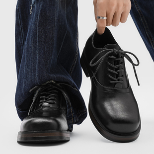 德比鞋高级感方头休闲皮鞋男款结婚通勤正装圆头厚底隐形增高鞋男