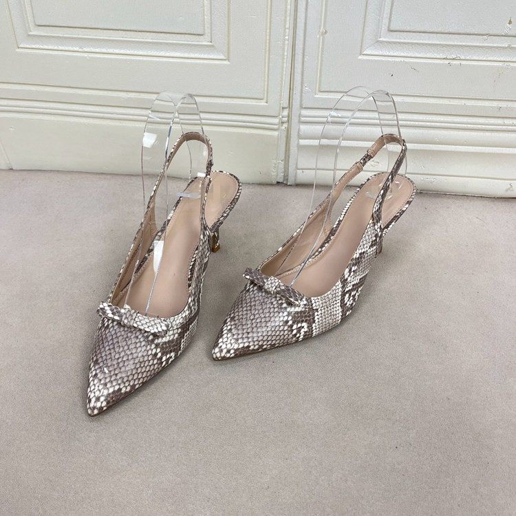 尖头蝴蝶结浅口细高跟一脚蹬凉鞋