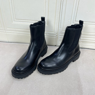 一脚蹬时尚 新款 百搭女靴 Shoes外贸原单圆头厚底短靴简约时尚 Lady