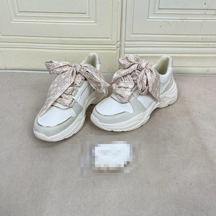 外贸原单女鞋圆头拼色厚底时尚休闲甜美老爹鞋蝴蝶结百搭运动鞋