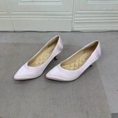 外贸原单新款 女鞋 时尚 百搭气质通勤缎面细跟尖头浅口单鞋