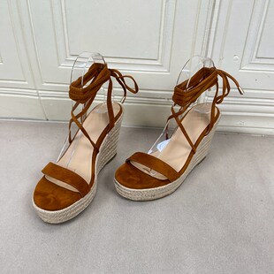 凉鞋 Lady 圆头纯色厚底坡跟细带时装 微瑕时尚 Shoes外贸原单女鞋