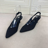 后跟扣带气质凉鞋 新款 简约时尚 外贸原单尖头针织面浅口细跟单鞋