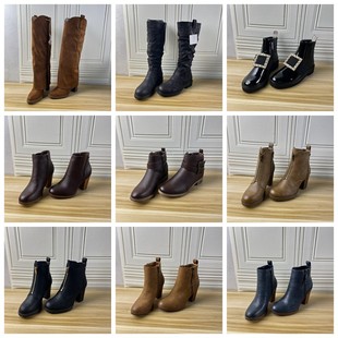 Shoes杂款 粗跟通勤侧拉链时装 36码 女靴时尚 短靴 外贸原单独码 Lady