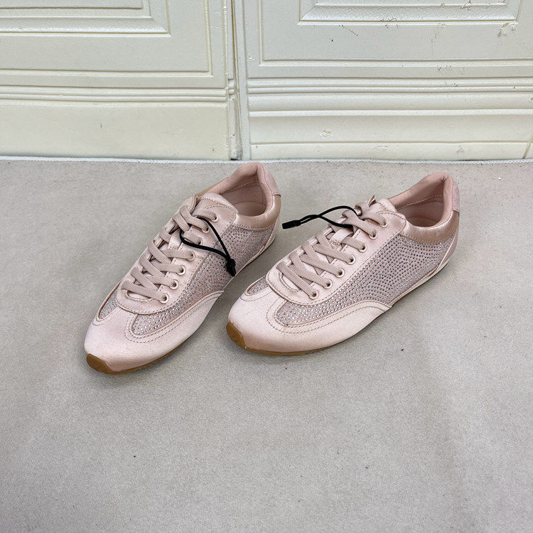外贸原单女鞋shoes时尚圆头亮光细节撞色带钻系带平底休闲运动鞋