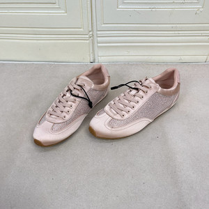 外贸原单女鞋shoes时尚圆头亮光细节撞色带钻系带平底休闲运动鞋