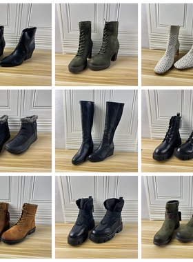 Lady Shoes外贸原单40码杂款靴子圆头系带休闲百搭时尚新款长短靴