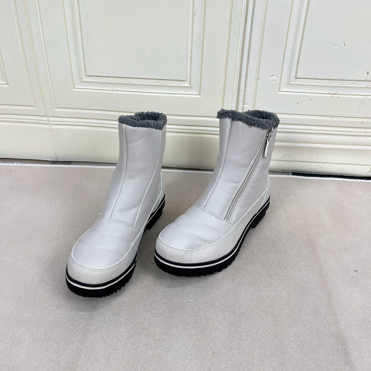 外贸原单女靴微瑕内里加毛保暖时尚新款圆头侧拉链时装毛毛短靴
