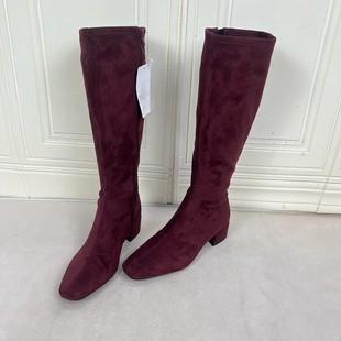 外贸原单粗跟长靴简约时尚 名媛风气质百搭日常外穿舒适女靴子 新款