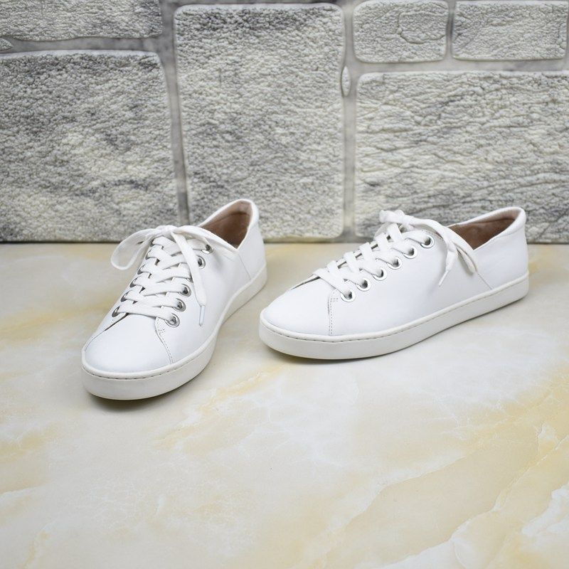 外贸女鞋平底单鞋小白鞋简约百搭春秋羊皮绑带舒适休闲鞋板鞋