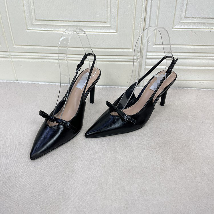 外贸原单尖头细跟浅口蝴蝶结单鞋简约时尚气质女款高跟包头凉鞋