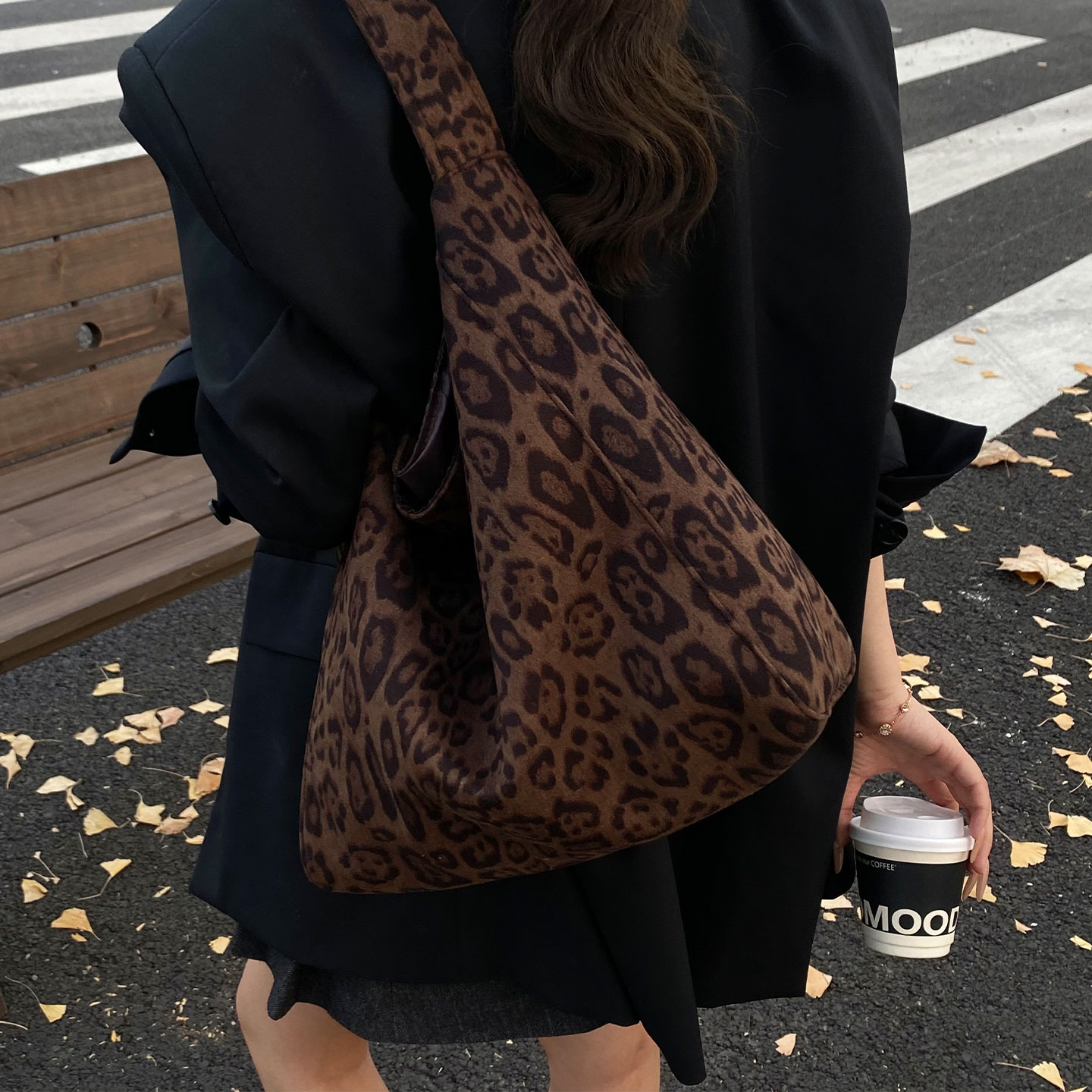 豹纹托特包大容量通勤腋下单肩包