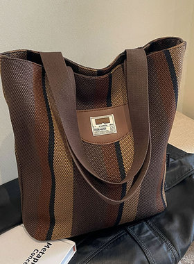 通勤包女大容量包包2025新款时尚手提袋百搭单肩包帆布休闲托特包