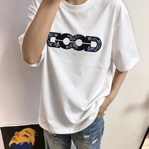 重工立体刺绣GOOD潮牌T恤男夏季轻奢设计感透气情侣款休闲短袖