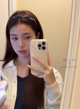 Bellar/larmood Vintage蓝色系bbr经典复古格纹少女学院爱心发箍