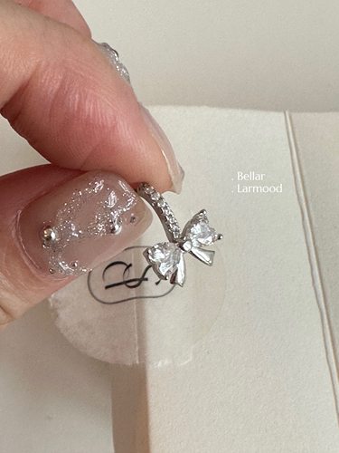 Bellars925法式少女蝴蝶结耳钉