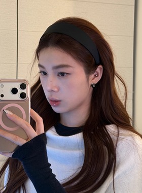 Bellar/larmood Black黑色经典系列复古少女哑光高级质感宽版发箍