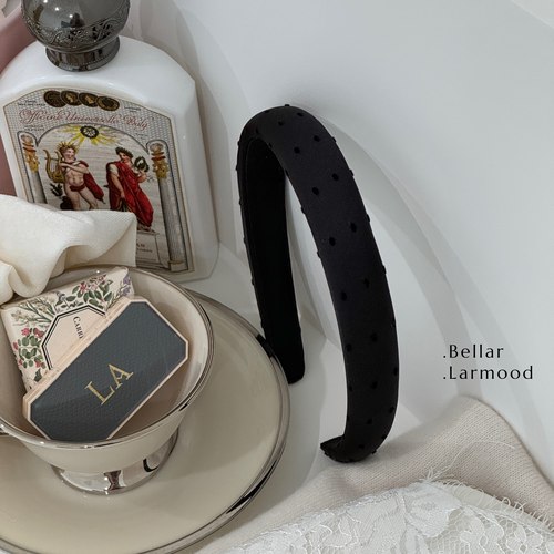 Bellar黑色绒点复古少女发箍
