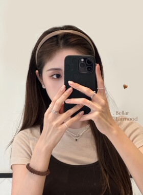 Bellar / larmood 秋冬 复古甜美pu皮质细款 高颅顶发箍