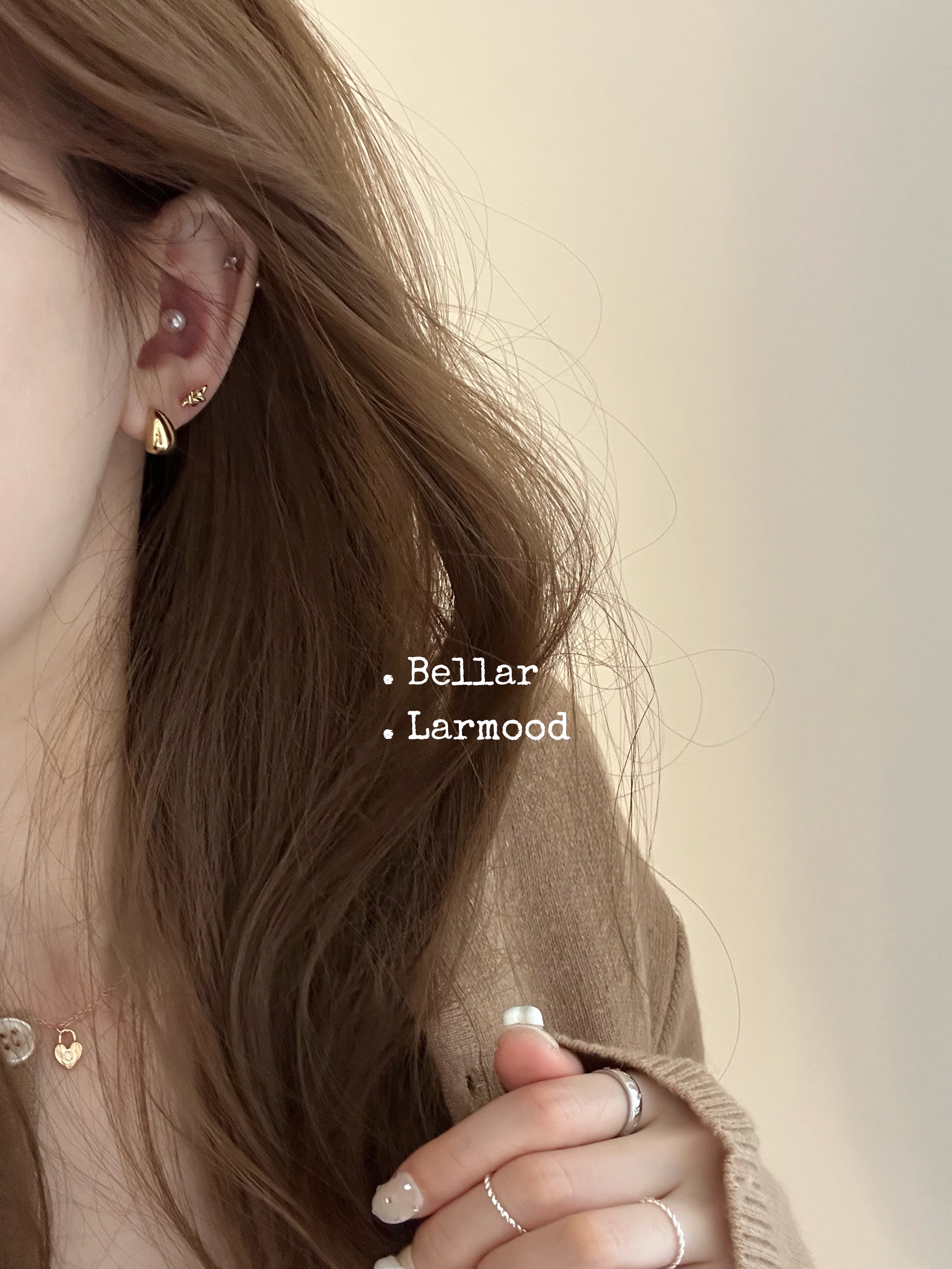 bellar纯银简约时髦豆豆水滴耳钉