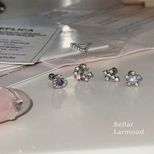 Bellar叠搭爱心十字雪花耳骨钉