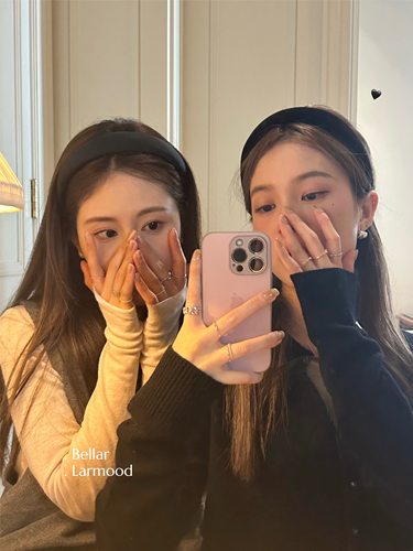 Bellar复古经典黑色丝绒缎面发箍