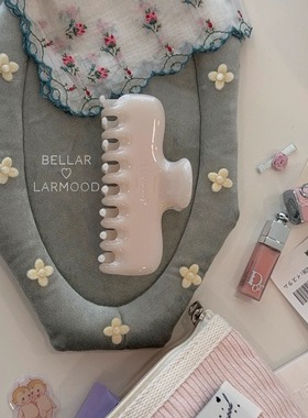 Bellar/larmood milky white&silver 泡芙云朵立体质感盘发抓夹