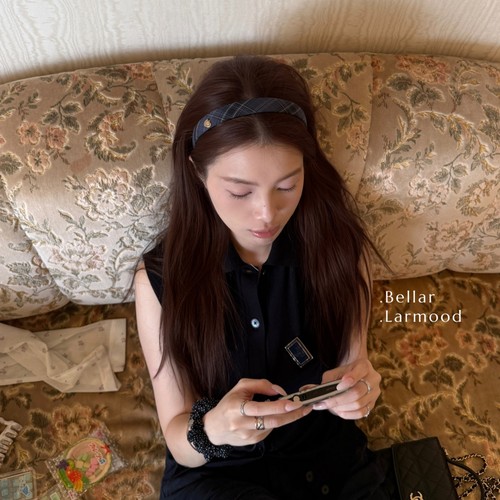 bbr复古格纹少女学院风爱心发箍