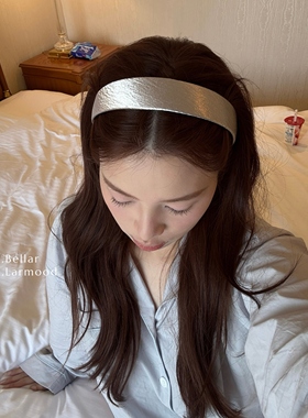 Bellar/larmood shimmerng silver清冷高级质感银色爱心片发箍