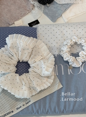 Bellar/larmood Silver dot 复古少女银色波点迷你百褶爱心发圈