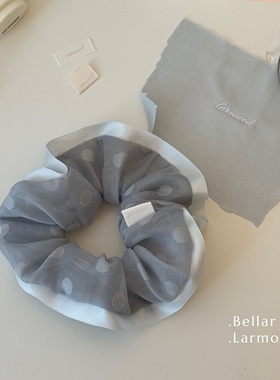 Bellar / larmood bluegrey  knot vintage 少女甜美波点网纱发圈