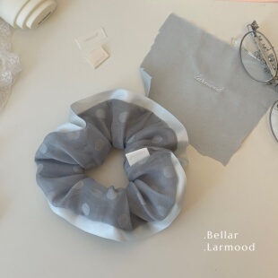 knot Bellar larmood bluegrey 少女甜美波点网纱发圈 vintage