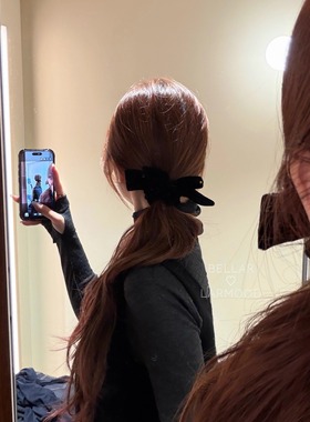 Bellar/larmood 黑色丝绒 少女doll感嗲嗲蝴蝶结质感发圈