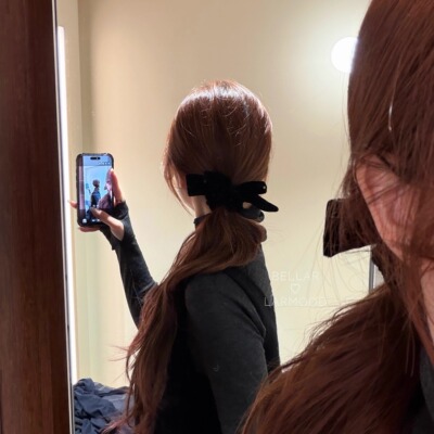 Bellar少女黑色丝绒蝴蝶结发圈