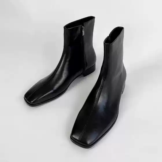 Chelsea Boots Men's Leather Shoes Autumn and Winter New Korean Style High-Top Waterproof Leather Boots British Style Casual Trendy Shoes