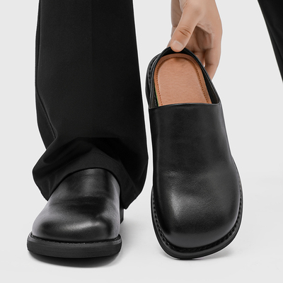 外穿半拖鞋男女厚底包头皮凉拖鞋休闲勃肯拖鞋大头增高德比鞋情侣