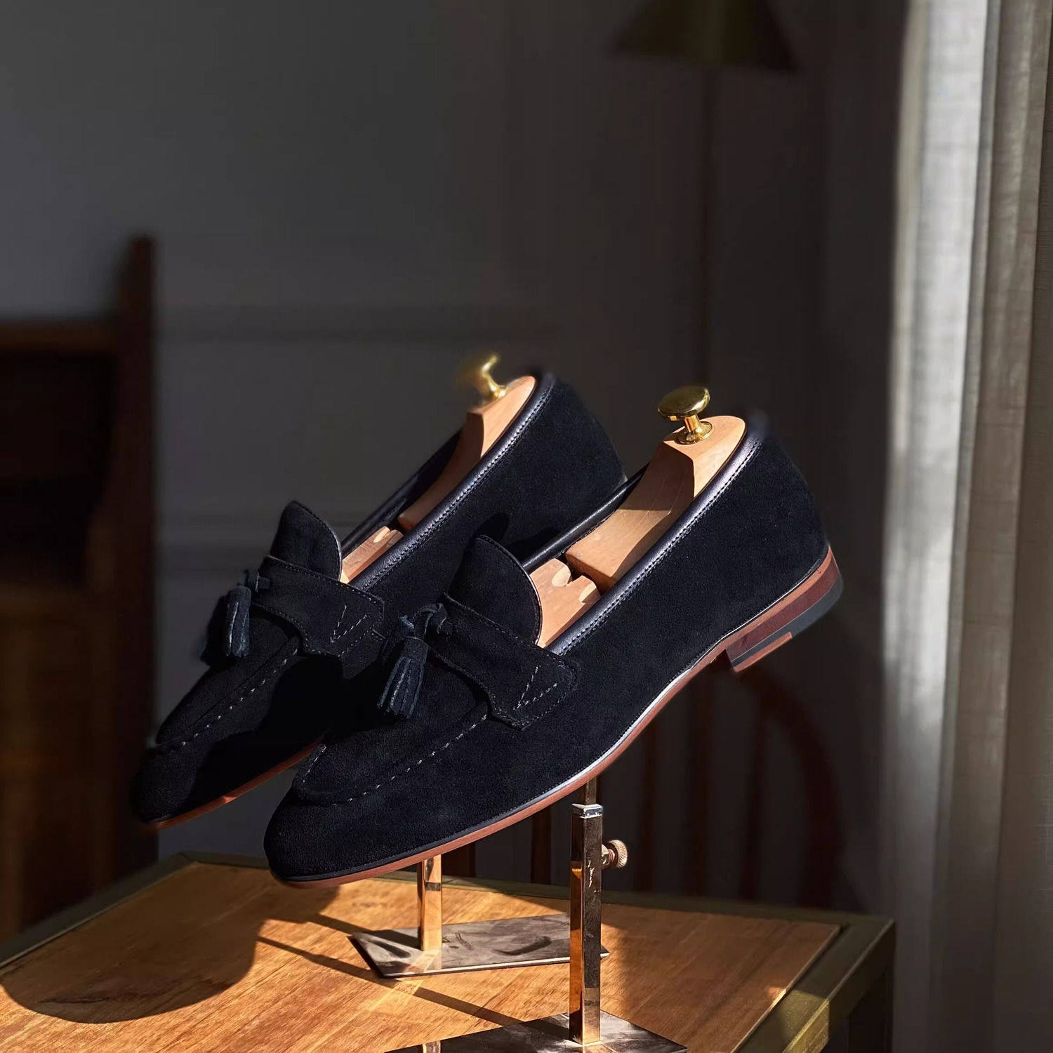 皮鞋男款年轻人套脚通勤夏季休闲男鞋子一脚蹬乐福鞋男英伦风流苏,流行男鞋,休闲皮鞋,淘宝优惠券,粉丝福利购,淘宝优惠卷