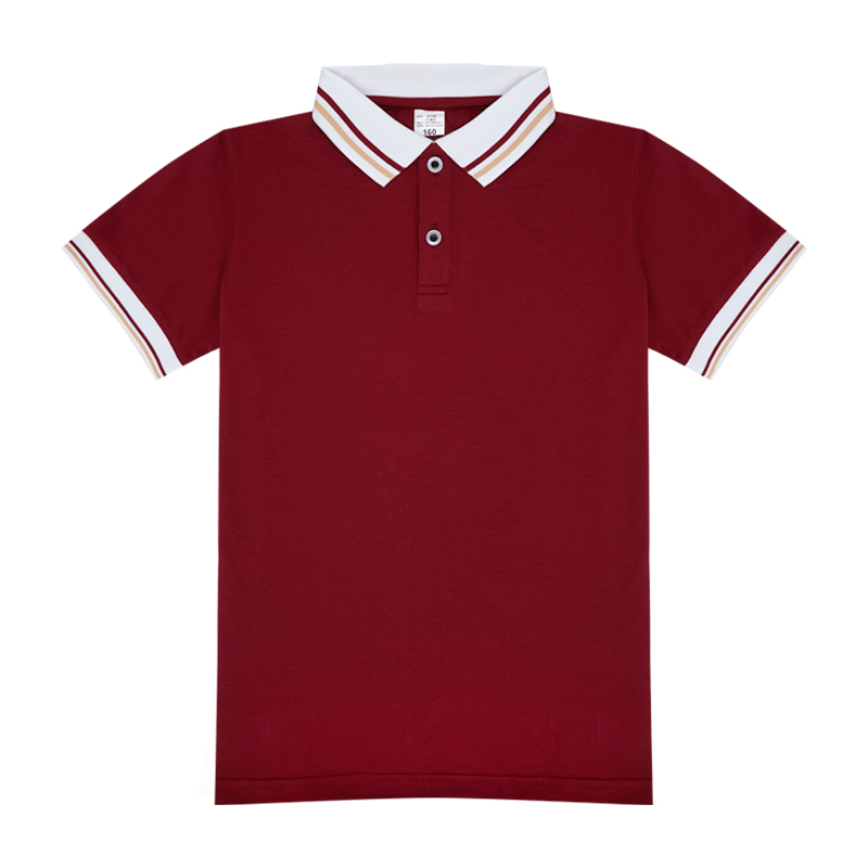 中学生校服T恤套装纯棉小学生酒红上衣短袖polo衫初中生班服