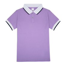中学生校服T恤套装纯棉小学生紫色上衣短袖polo衫初中生班服