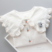 儿童洋气娃娃领长袖 2025新款 衬衣女孩纯棉打底上衣 秋装 女童白衬衫