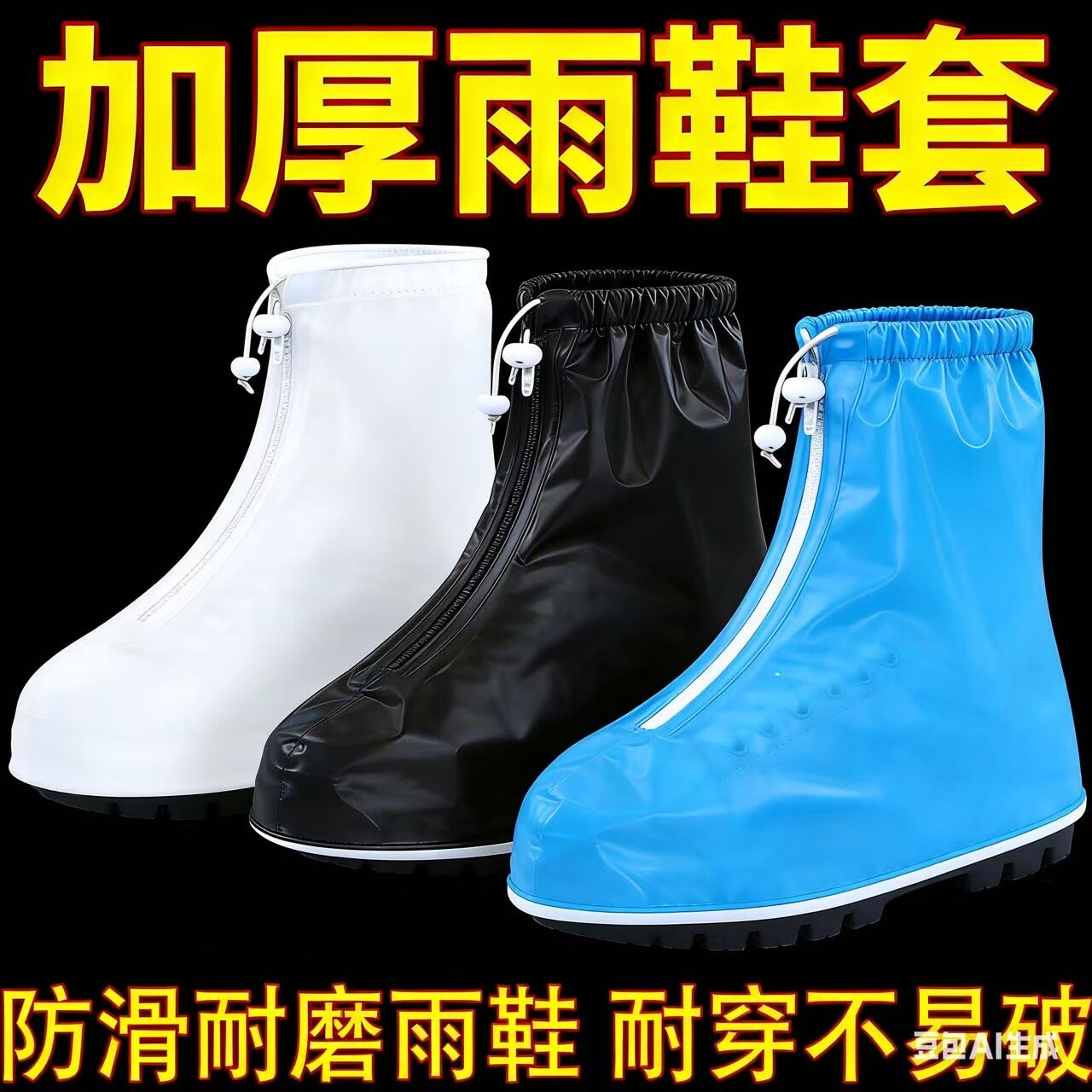 雨鞋套防水防滑女款成人雨靴加厚耐磨便携硅胶拉链防雨女士外穿