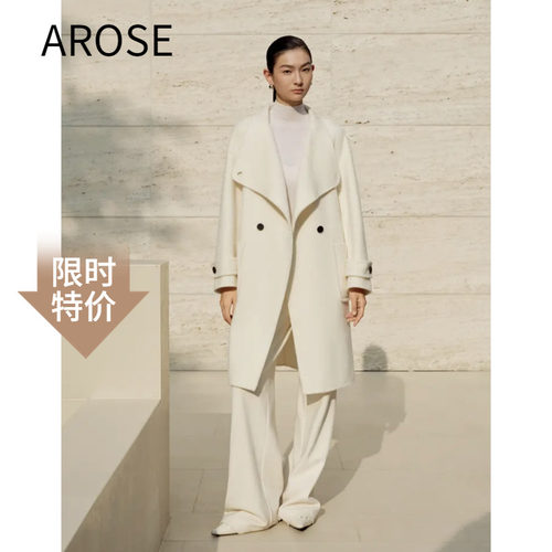 艾诺丝2025秋冬中长款双面呢大衣