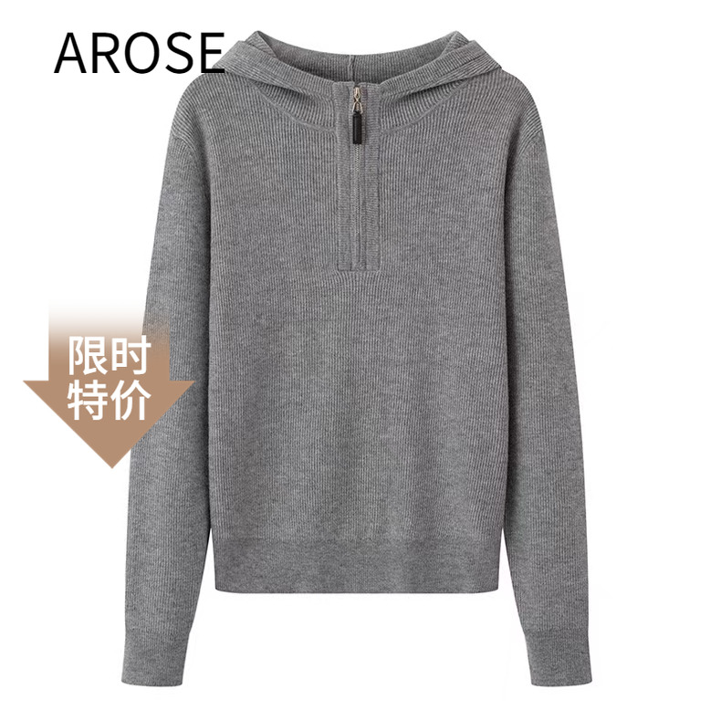 艾诺丝尚忆百搭连帽针织衫毛衣女