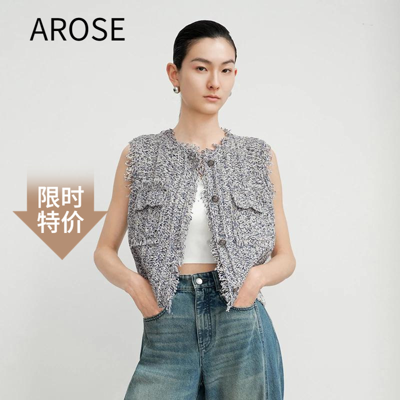 艾诺丝2025秋季无袖针织衫马甲女